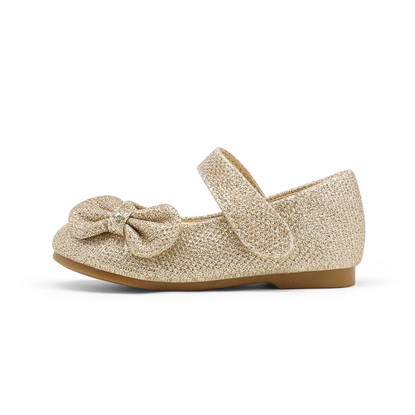 Toddler Girl's Ballerina Bow Flats - GOLD GLITTER - 1
